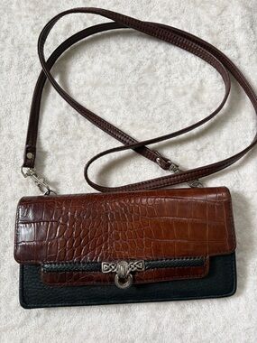 Brighton Leather Brown Black Crossbody Wallet Purse